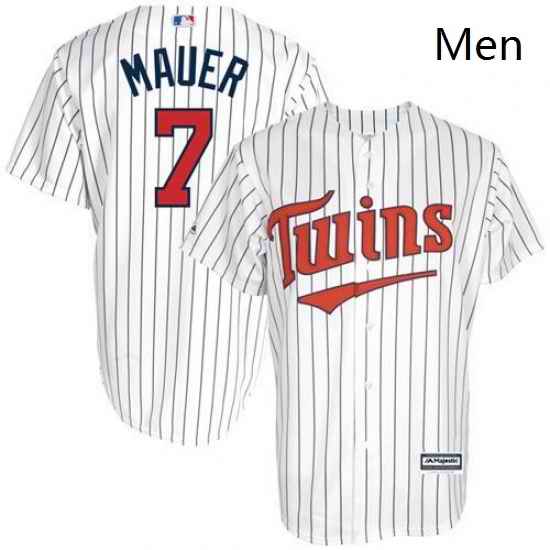 Mens Majestic Minnesota Twins 7 Joe Mauer Authentic White Cool Base MLB Jersey